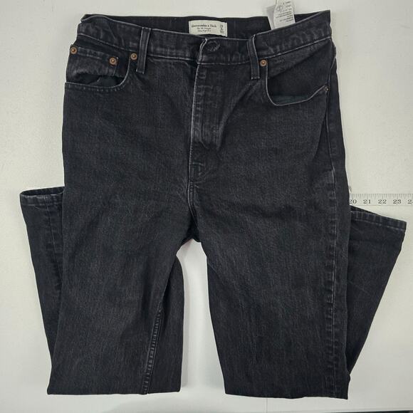 Abercrombie &‎ Fitch 90's straight ultra high rise jeans 29/8 blue denim black - Picture 1 of 12
